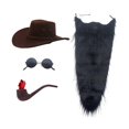thumbnail image 4 of Sombrero de vaquero y barba, disfraz de vello facial para fiestas, escenario y Halloween negro, 4 of 9