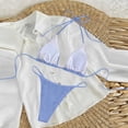 thumbnail image 3 of Dresfit Halter Two Piece Bikini Set for Women - Solid Color with Chest Pads & No Underwire Sky Blue S, 3 of 4