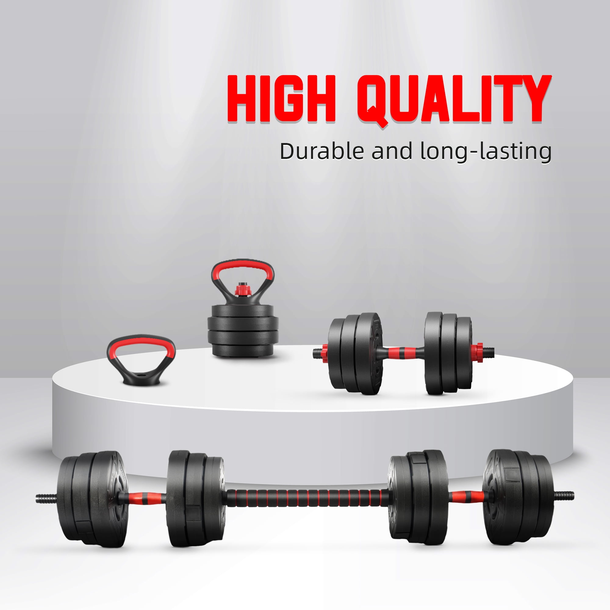 Signature Fitness Adjustable Dumbbell Set, Portable Design with Changeable Weight Plates and Non-Slip Handles for Home Gym Workouts