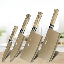 4PCS Gold Titanium-coated Kitchen Knives Set Bone-chopping Knife Slicing Knife Chef's Knife Fruit Knife Kitchen Sharp Cooking Set