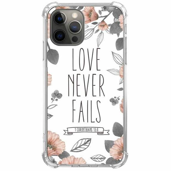 Love Never Fails ,Corinthians 13:8 Case for iPhone 11 Pro Max ,Aesthetic Art Design Pattern TPU Shock Proof Cover Case