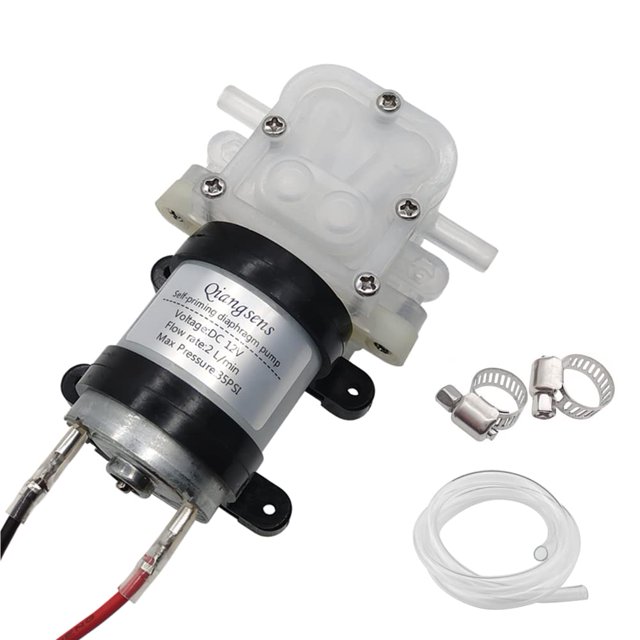 Bomba de diafragma autocebante de 12 V CC Bomba de agua de 10 W con tubo de silicona 2 L/min 35 PSI absorción de agua 1,5 metros adecuada para fuentes de agua potable/electrodomésticos/sistemas de ref