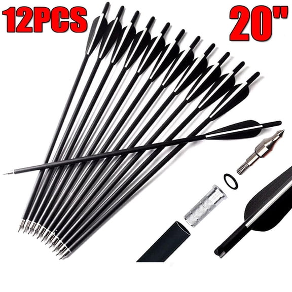 Cocobaby 12Pcs OD8.8mm 20-inch Carbon Crossbow Bolts Replaceable For Archery Hunting