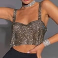 thumbnail image 2 of DHFJKG Women Sparkly Crop Tank Top Sexy Sequins Spaghetti Strap Camisole Summer Streetwear Night Out Club Party Clothes Square Neck Stylish Tops, 2 of 4