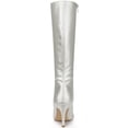 thumbnail image 3 of BLISSFUL STEP Valentine's Women's Boot Pointed Toe Side Zipper Stiletto Heel Knee High Boots Silver 6.5, 3 of 8
