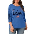 thumbnail image 2 of Trgacdwlo XL-5XL Plus Size Womens USA Shirt 4th of July 3/4 Sleeve 250th Anniversary USA Shirt Freedom Summer Womens Tops, 2 of 5