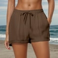thumbnail image 5 of ERkkoi Board Shorts For Women Swim Trunks Solid Color Drawstring Pocket Stylish Plain Weave Beach Swimsuit Bottoms For Women Swimming Shorts Coffee XXL, 5 of 7