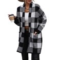 thumbnail image 1 of Avamo Cardigan à Carreaux pour Femmes avec Poches, Ouvert devant, Noir TG, 1 of 1