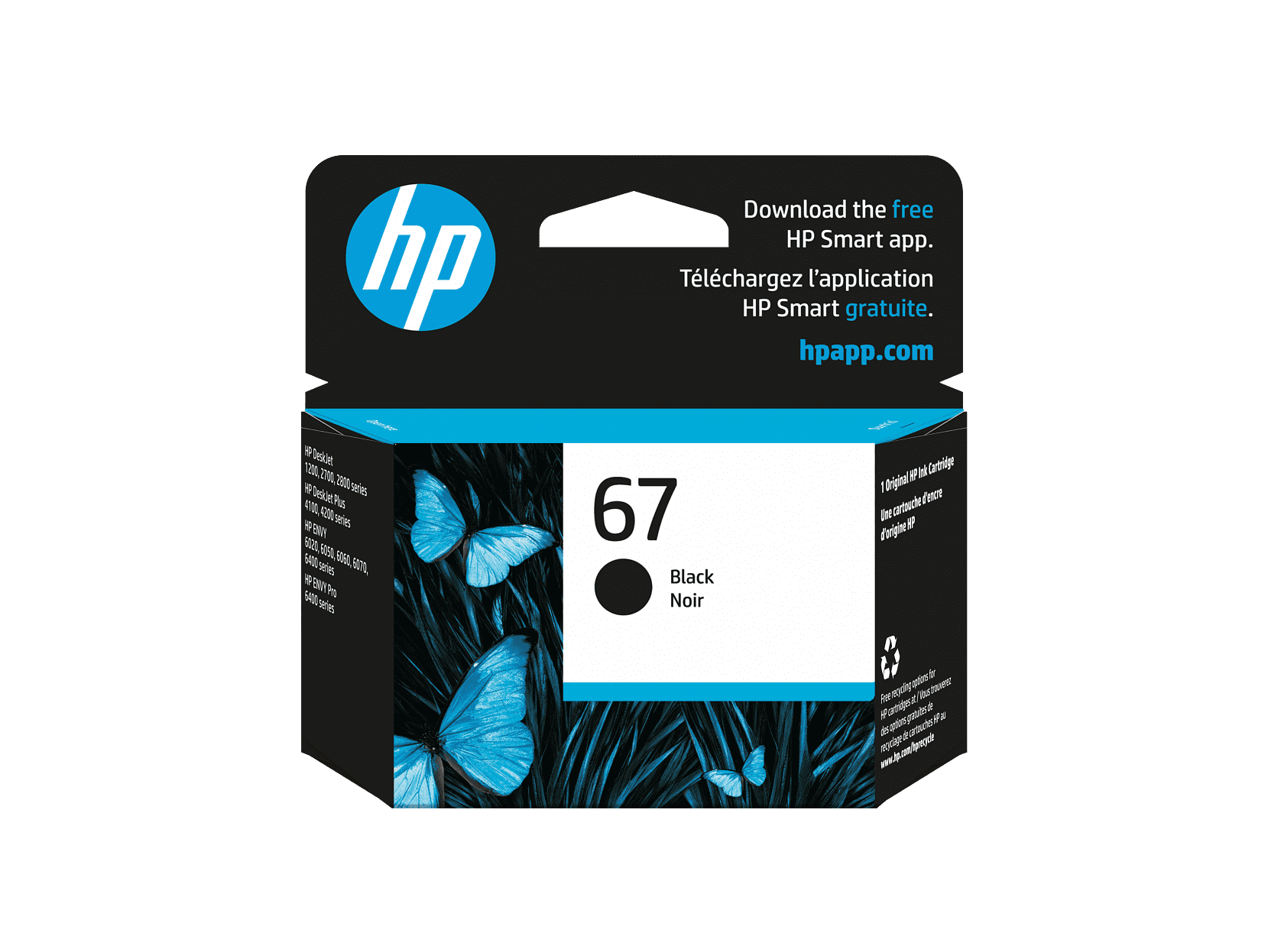 Cartouche d'encre noir originale HP 67 (3YM56AN)