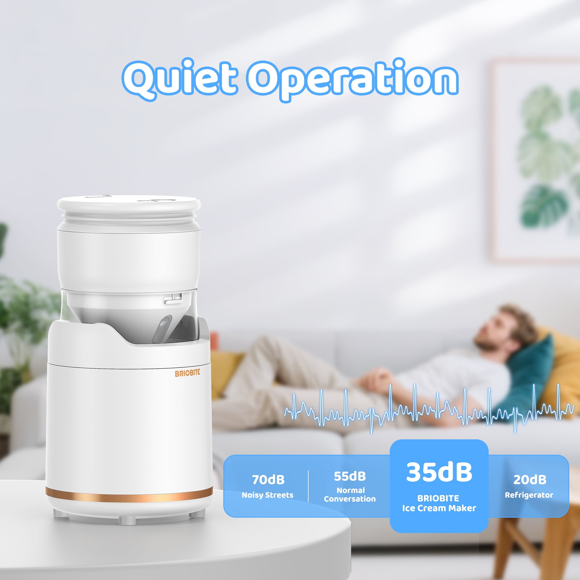 Briobite 0.5 Qt Rechargeable White Mini Soft Serve Ice Cream Maker