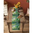 thumbnail image 4 of Green Oil Painting Burlap Cotton Table Runner 14x72 Inches Long, Modern Abstract Art Summer Tree Farmhouse Table Runners, Outdoor Dining Tablecloths Decor for Baby Shower/Party/Wedding, 4 of 6