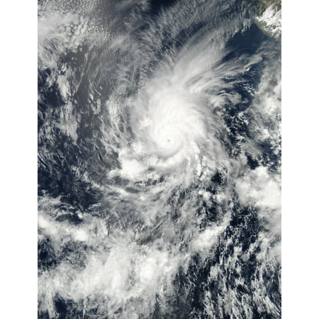 May 25 2014 - Satellite view of Tropical Cyclone Amanda southwest of Manzanillo Mexico Poster (Best Map Satellite View)