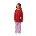 thumbnail image 4 of Duqingm Baby Girls Clothes Girls 2PCS Fall Winter Outfits Set Flower Print Toddler Girls Long Sleeve Top Pants Set (Red,2-3 Years), 4 of 7