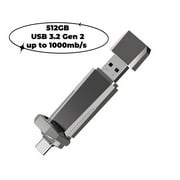 KEXIN 512GB USB C Solid State Flash Drive up to 1000MB/s Dual USB 3.2 Gen 2 Type C Portable SSD External Hard Drives for Smartphone Tablets Laptops Game Consol