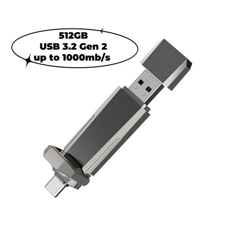 KEXIN 512GB USB C Solid State Flash Drive up to 1000MB/s Dual USB 3.2 Gen 2 Type C Portable SSD External Hard Drives for Smartphone Tablets Laptops Game Consol