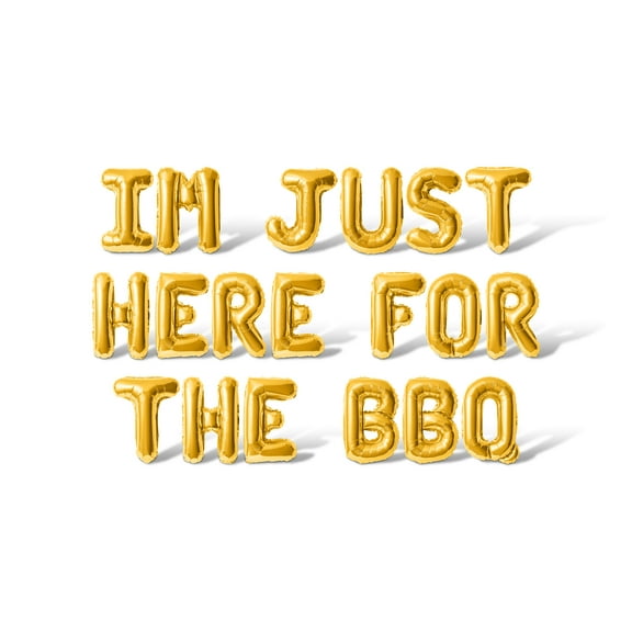 Letter Balloons - IM JUST HERE FOR THE BBQ 16" Inch Alphabet Letters Foil Mylar Balloon 4th of July Party Banner (Gold)