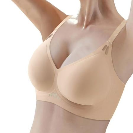 Riforla Women s Thin Seamless Vest Soft Support Large Chest Small Half Fixed Cup Breathable Bra Women Bras Khaki XXL
