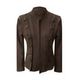 thumbnail image 6 of Women's Solid Color Double Metal Decoration Deer Leather Velvet Retro Long Sleeved Jacket, 6 of 6