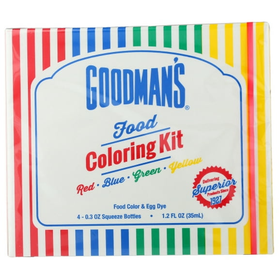 Goodmans Food Coloring Kit 4 pk 1.2 oz (Pack of 12)