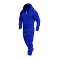 thumbnail image 5 of Men's Hooded Jumpsuit Zip Up Pajamas Playsuit Jogger Sweatsuit Overall Romper, Fleece-Lined for Winter Lounge and Comfortable Sleepwear,Blue,L, 5 of 6