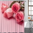 thumbnail image 5 of Valentine''s Day Shower Curtain Romantic Rose Blossom Shower Curtains for Bathroom Decor,Pink Floral Pattern Bath Curtains Sets with Hooks Waterproof Small Stall Size 36" x 72", 5 of 6