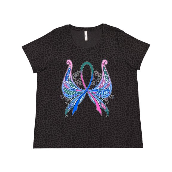 Inktastic Thyroid Cancer Awareness with Butterfly Ribbon Words Women's Plus Size T-Shirt