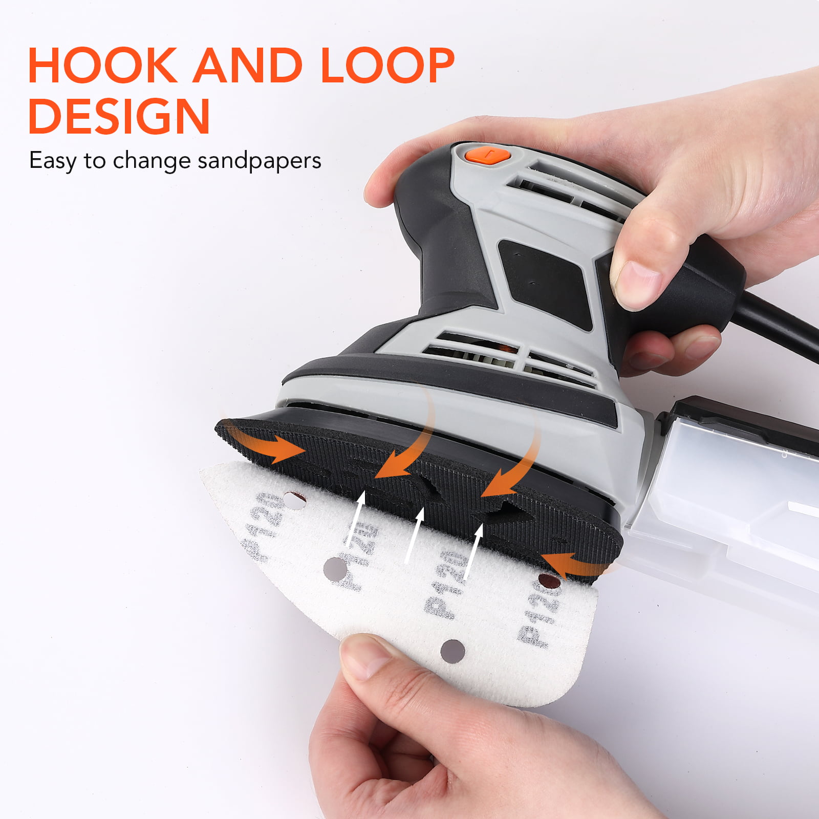 Mouse Sander Sandpaper Detail Sanding Pads Hook Loop 60-220Grit for Black+ Decker