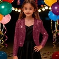 thumbnail image 2 of AWZXDE Girls Elegant Short Satin Jacket With Silver Foil Print Long Sleeve Girl Coat For Formal Party Dressy Cardigan Outerwear And Holiday, 2 of 7