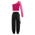 thumbnail image 2 of iiniim Kids Girls 2pcs Sports Dance Tracksuit Sequins Top with Cargo Pants for Jazz Dancewear Hot Pink 8, 2 of 7