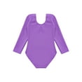 thumbnail image 4 of Yartina Girls Fleece Lined Bodysuit Long Sleeve Ballet Leotard Kids Dance Undergarment Thermal Purple 140, 4 of 7