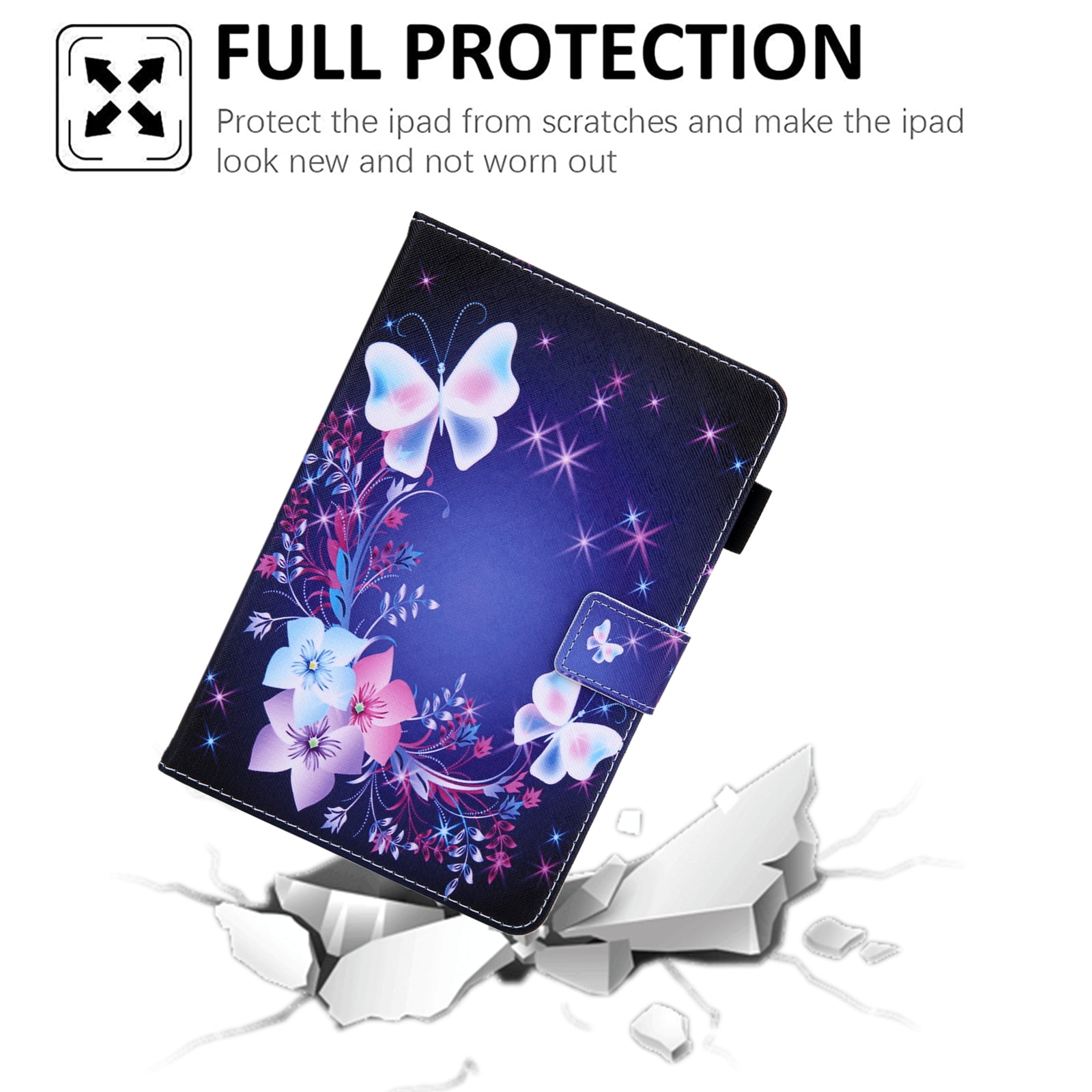 Dteck for iPad 10th Generation Case (2022 Release), iPad 10.9 Inch Smart Protective Cover with Pencil Holder, Multi-Angle Viewing Stand Pocket Folio Leather Cases for Women Men, 8-Purple Butterfly