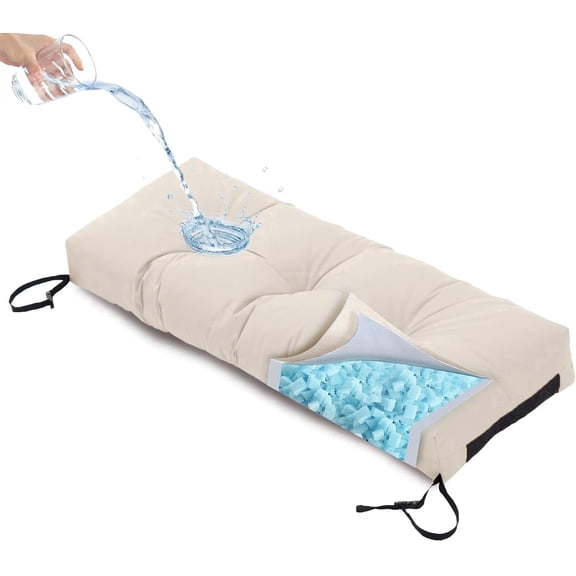 Galenzoov 36×14 Outdoor Bench Cushion, Blue Shredded Memory Foam, Waterproof Fade Resistant Patio Furniture Cushion, Cream