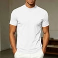thumbnail image 6 of AKOEE Men's Summer T-Shirts Mock Crew Neck Soft Base Tee Short Sleeve Plain Tshirts Casual Tops Loose Fit (L, White), 6 of 7