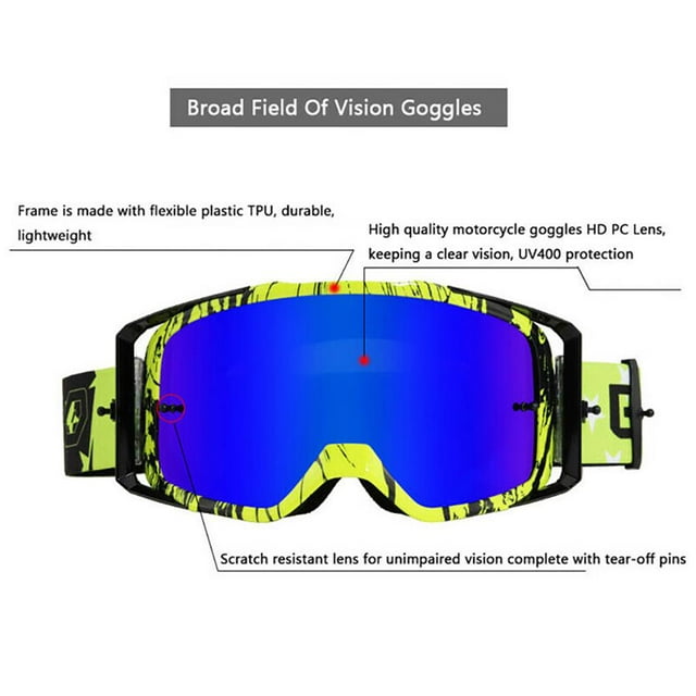 stanreset Motorcycle Goggles Riding Goggles Windproof Scratch Resistant Bike Motocross Glasses for Skiing Country Surfing No.1