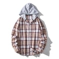 thumbnail image 2 of TMOYZQ Mens Flannel Hoodie Drawstring Hooded Plaid Shirts Long Sleeve Casual Button Down Shirts Lightweight Flannel Shirt Jackets, 2 of 9