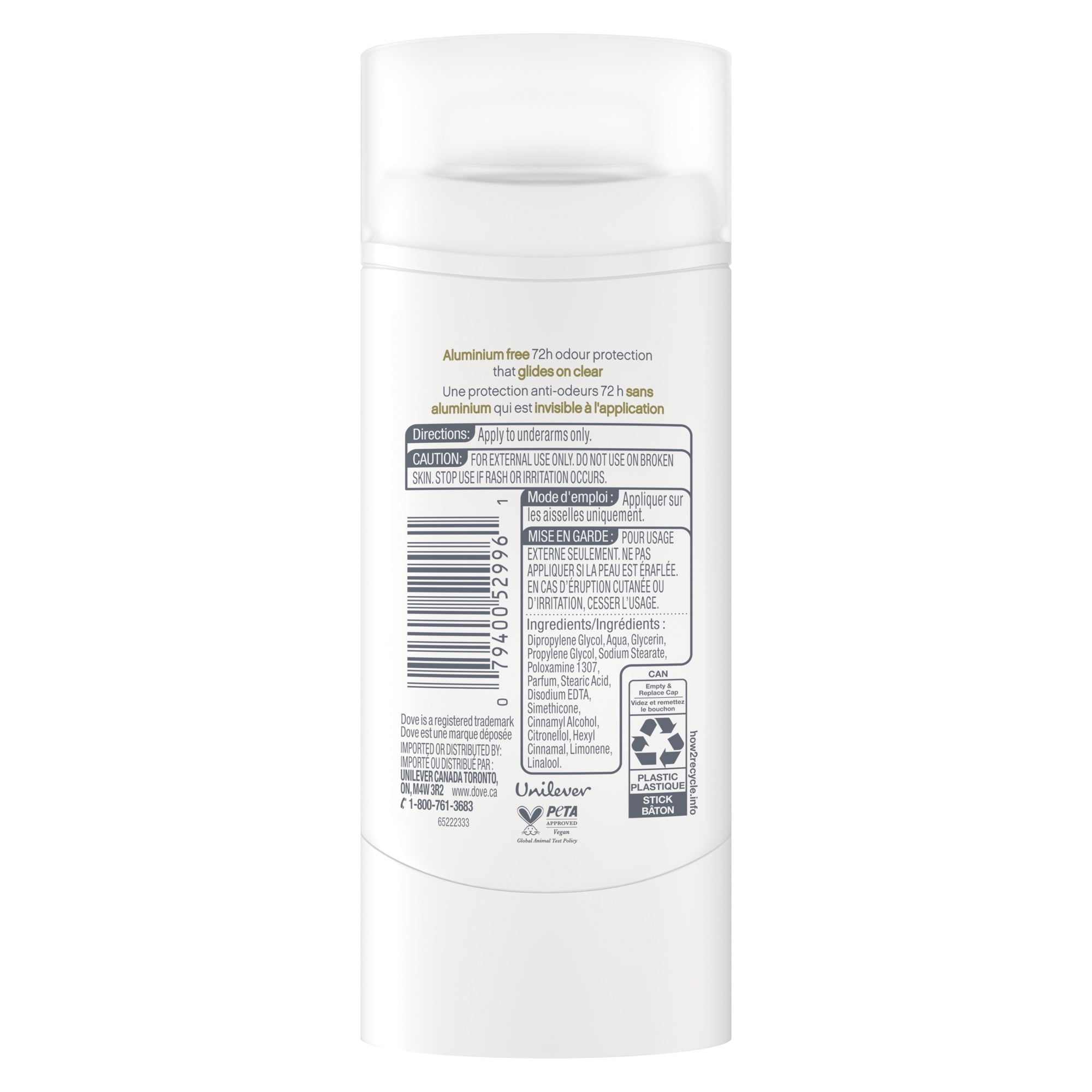 Dove Deodorant Stick, 72h Rose Mist, Gentle & Hydrating, 74g