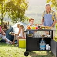 thumbnail image 6 of PRIJESSE Outdoor Grill Cart with Storage, Movable Stainless Steel Kitchen Island with Wheels & Brakes, Multifunctional Food Prep Table for BBQ, Pizza Oven, 6 of 8