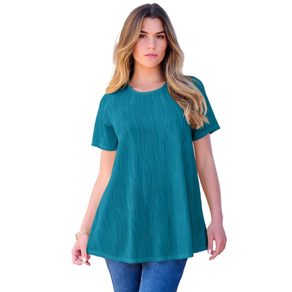 Roaman's Women's Plus Size Textured Knit Swing Tee