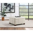 thumbnail image 3 of Detour Strap Square Storage Ottoman in Cream Faux Leather, 3 of 9