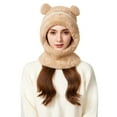 thumbnail image 4 of Uandlove Womens Winter Fleece Lined Hat, 3-in-1 Windproof Beanie with Fluffy Bear Ears & Face Cover, Warm Beige Hat for Cold Weather, 4 of 8