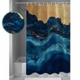 thumbnail image 3 of 54x78 Inch Shower Curtain Decorative Navy Blue Bathtub Bath Curtains Fabric Waterproof Bathroom Decor Modern Abstract Luxury Golden Small Stall Shower Curtain Set with 12 Hooks, 3 of 6