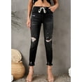 thumbnail image 5 of Asyoly Women Pull-on Denim Joggers Elastic Waist Stretch Pants Distressed Ripped Jeans, 5 of 7