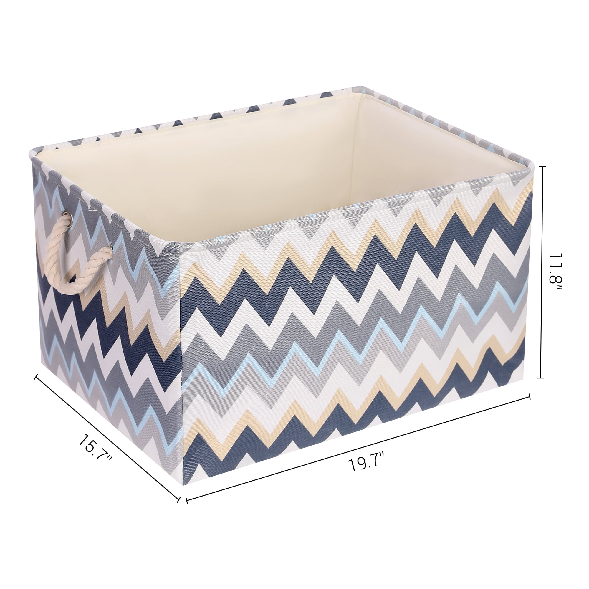 Unique Bargains Fabric Storage Cube Storage Bin Storage Basket Blue 19.5*16*12in