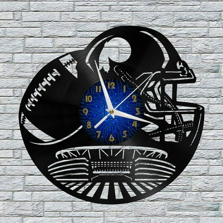 American Football Field 12 Inch Vinyl Record Wall Clock - Silent, Creative, and Unique Clock for Living Room, Entryway, or Bedroom Decor - Perfect Gift Idea(12 inchs B without LED)