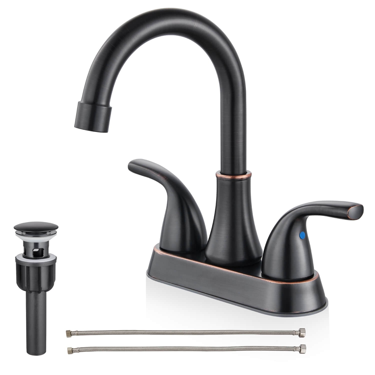 Oil Rubbed Bronze 4-Inch Centerset Bathroom Faucet with Pop-Up Drain