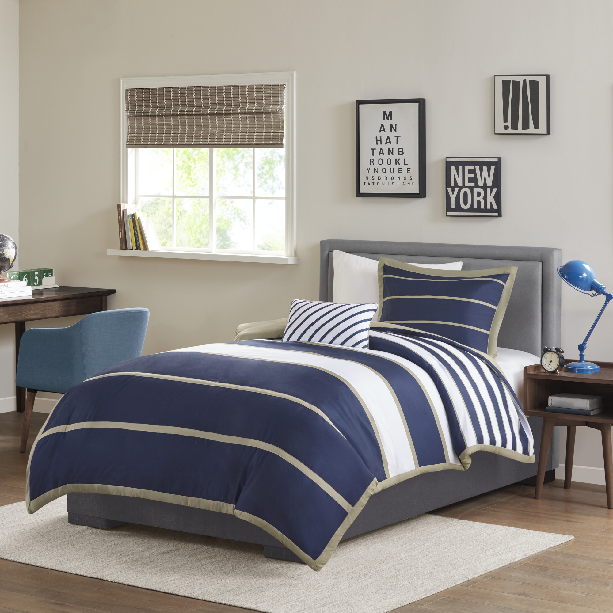 Home Essence Teen Cody Navy Stripe 3 Piece Duvet Cover Set, Twin/Twin-XL - image 3 of 13