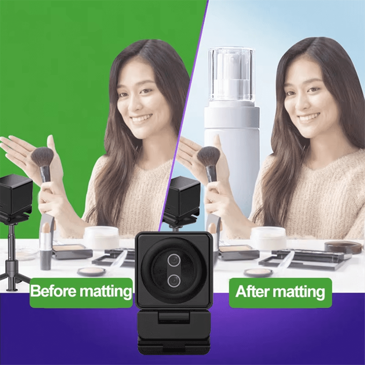 12MP 4K Webcam 30fps Dual Lens USB Web Cam with Microphone Auto Focus Living Stream Camera 20X Zoom for Live Broadcast,1 * Binocular Camera 1 * Remote Control,Black