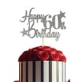 thumbnail image 4 of Glittered Elegance Happy Birthday Glittered Cake Topper - Party Supplies Decorations Decor (60th Birthday, Silver), 4 of 7