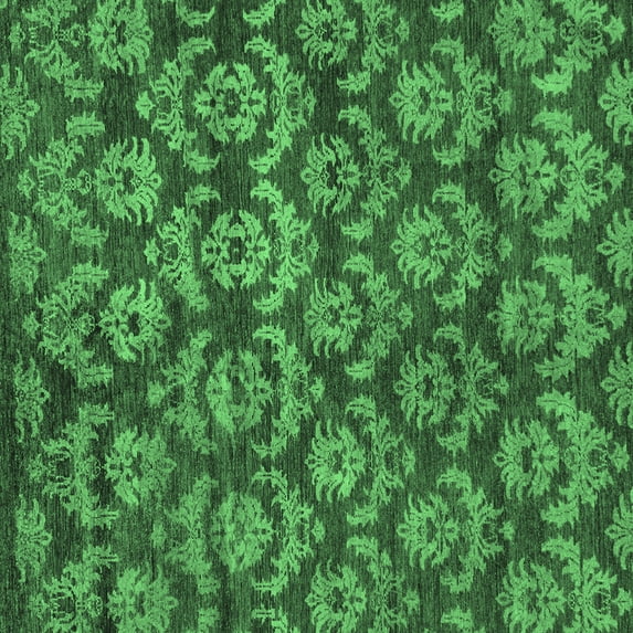Ahgly Company Indoor Square Abstract Emerald Green Modern Area Rugs, 6' Square
