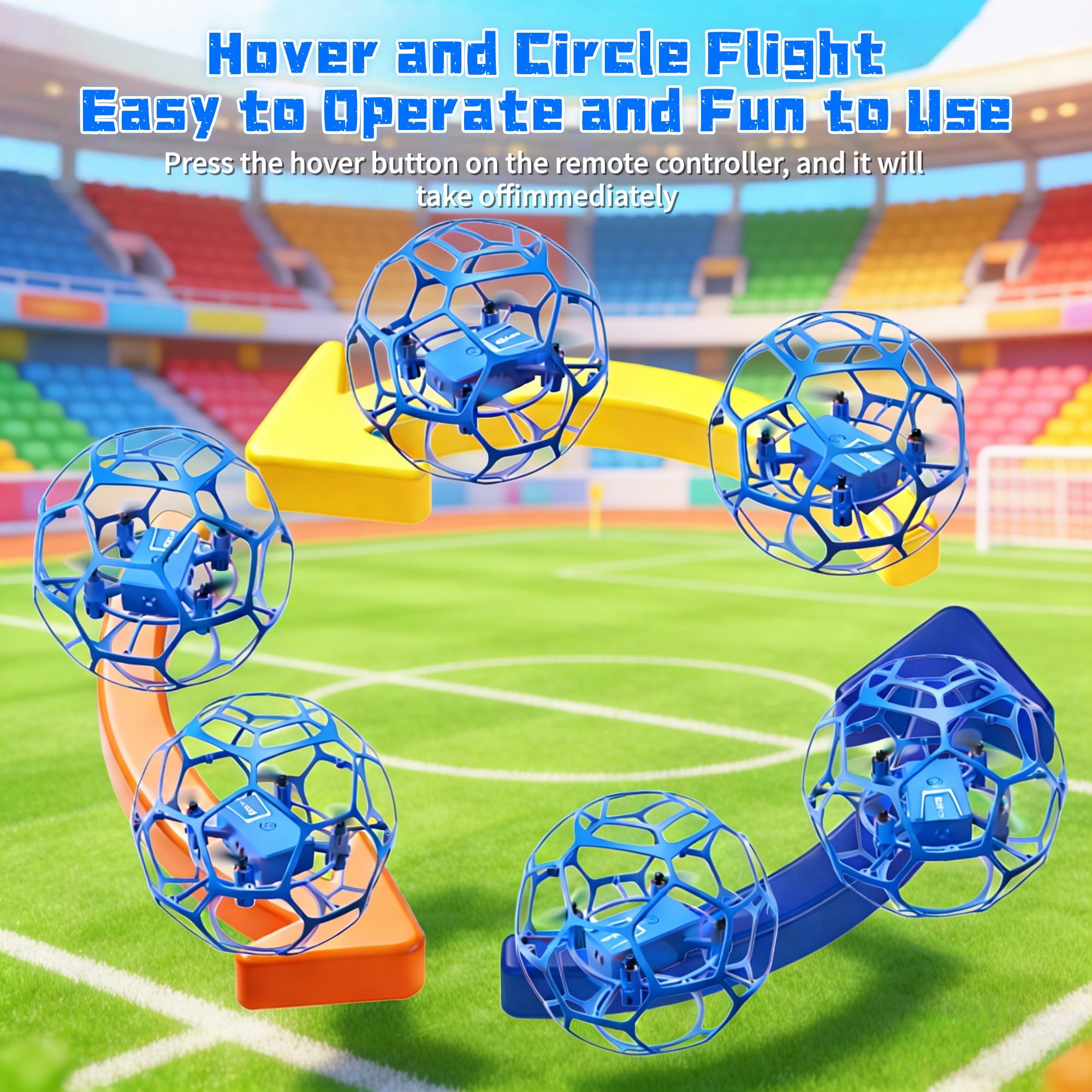 RC Flying Soccer Ball Drone for Kids, Mini Helicopter with Full Protective Net Cage, 360° Flips & LED Lights, One-Key Takeoff, Safe Indoor Outdoor Toy Gift for Boys & Girls.